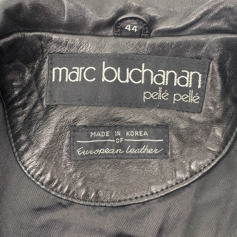 Marc Buchanan Pelle Pelle Jacket Mens 44 Black Brown Leather Suede Patchwork 90s